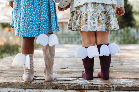 Podkolanówki Aniołki Mamasfeet Śliwkowy Podkolanówki Aniołki Mamasfeet Śliwkowy