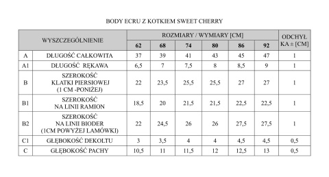 Body kotek z krótkim rękawem Pinokio Sweet Cherry - ecru