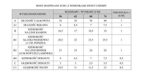 Body rozpianane z krótkim rękawem Pinokio Sweet Cherry - ecru