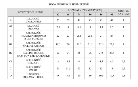 Body z napisem Pinokio Summertime - niebieskie