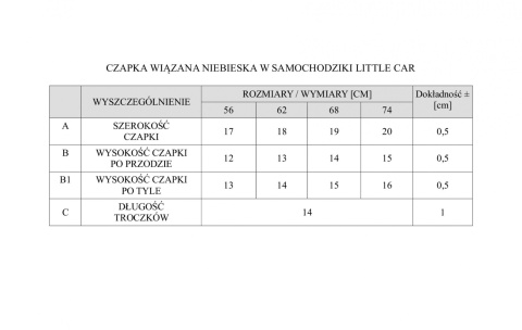 Czapka Pinokio Little Car