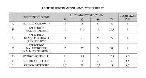 Rampers rozpinany z nadrukiem Pinokio Sweet Cherry - zielony